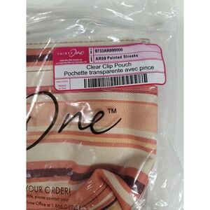 Thirty One Clear‎ Clip Pouch Painted Streaks Cosmetic Makeup Bag NEW